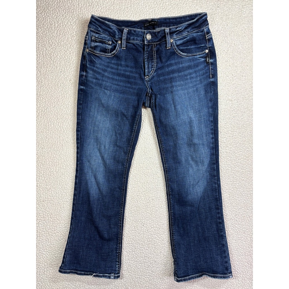 Silver Jeans Co Womens 31x31 Britt Low Rise Slim Bootcut Jeans Dark Wash Stretch